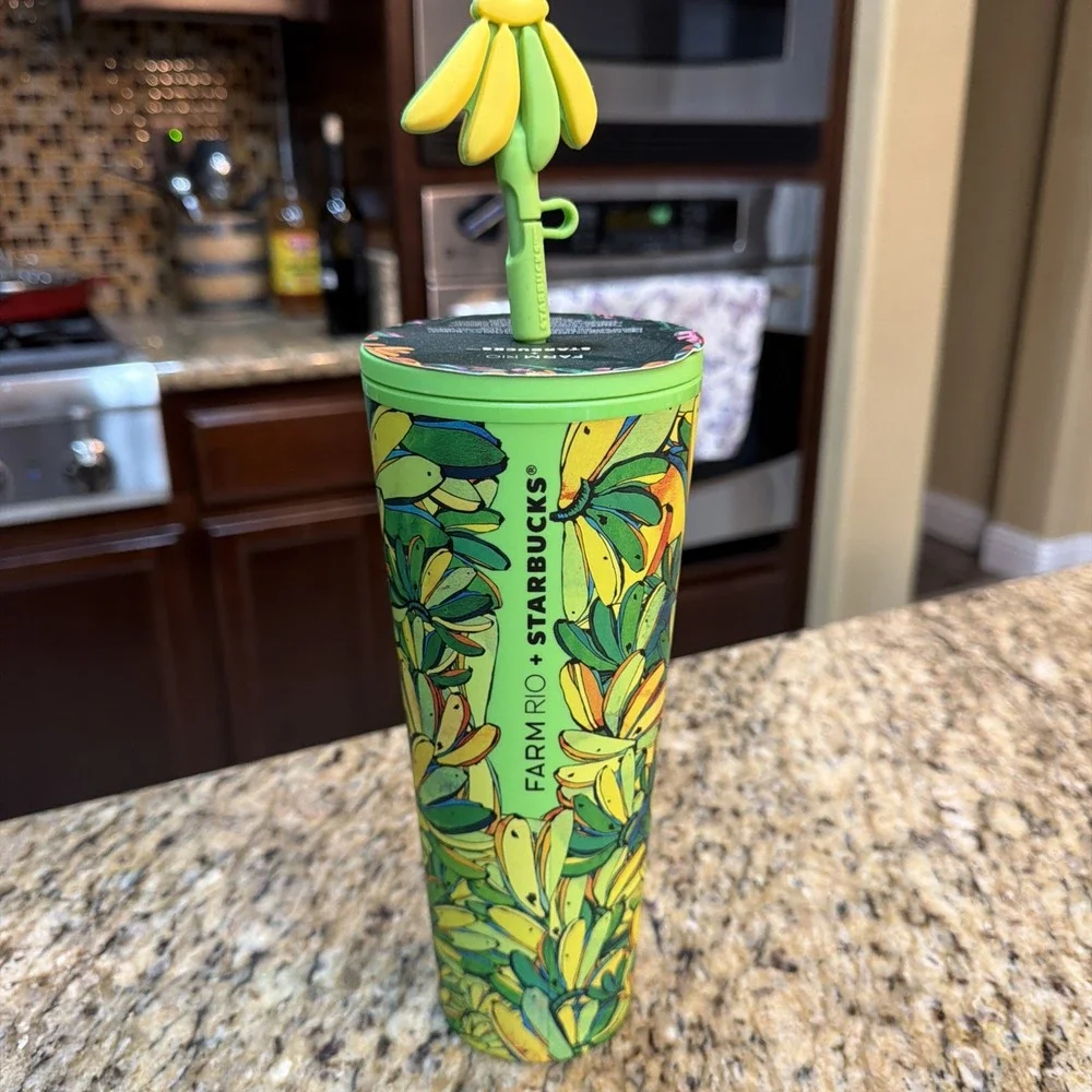 Starbucks x Farm Rio 24 Oz Tropical Yellow Green Bananas 2025 Cold Cup w/ Straw